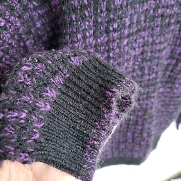 VINTAGE 80s purple oversized crew neck acrylic knit sweater unisex L - Picture 3 of 6